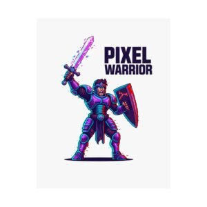 Pixel Warrior Art Print / Gaming Decor / Gaming Gift / Wall Art / Retro Gaming Poster / Gamer Wall Decor