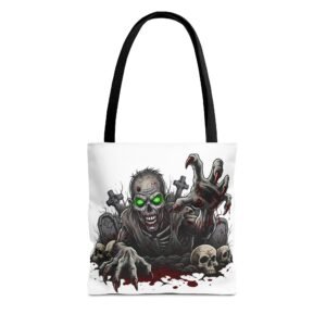 Creepy Zombie Tote Bag, Halloween Accessories, Horror Lover Gift, Spooky Bag, Unique Trick or Treat Bag