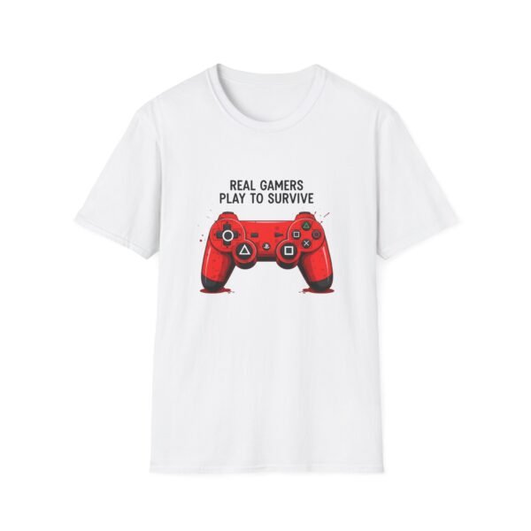 Real Gamers Play to Survive T-Shirt, Funny Gamer Tee, Gift for Gamers, Retro Game Controller Shirt, Unisex Gaming Apparel