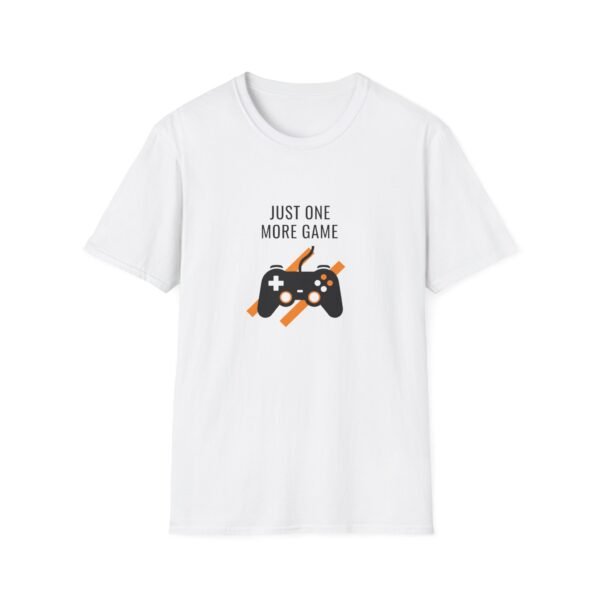 Just One More Game Unisex Softstyle T-Shirt, Gamer Tee, Video Game Shirt, Casual Wear, Gift for Gamers, Gaming Apparel