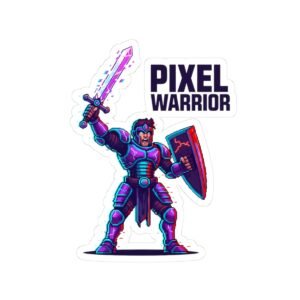 Pixel Warrior Stickers - Retro Gamer Decor for Laptops, Notebooks, Gaming Gear, Video Game Lovers, Gift for Gamers