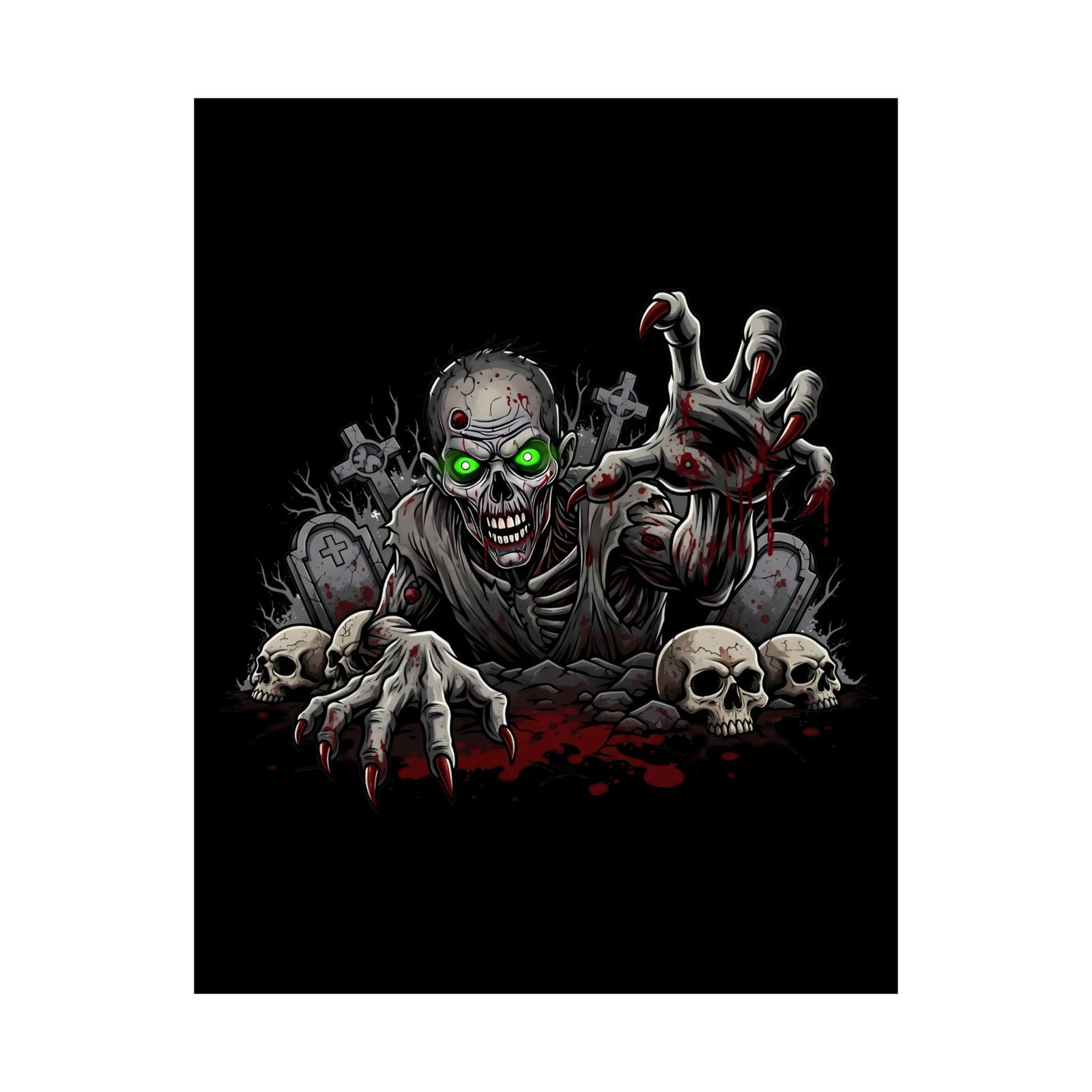 Gothic Zombie Satin Poster, Horror Wall Art, Halloween Decor, Spooky Home Accents, Scary Gift Idea, Unique Prints