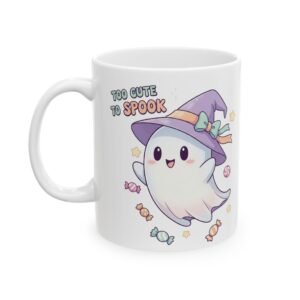 Too Cute to Spoo-n Ceramic Mug | Halloween Coffee Cup, Cute Ghost Mug, Spooky Drinks, Fun Gift, Fall Decor