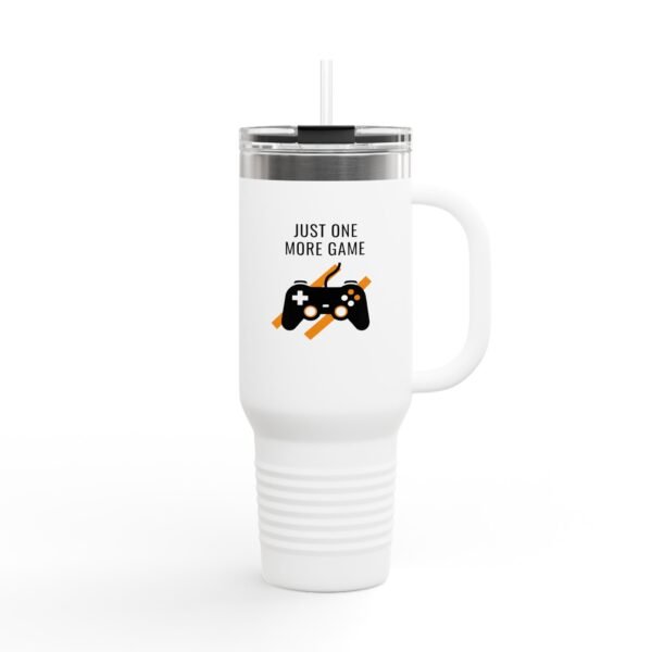 Insulated Travel Mug - Just One More Game, Gaming Mug, Travel Tumbler, Fun Gift for Gamers, Coffee Mug for Road Trips