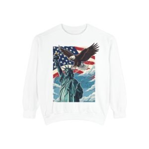 Patriotic Eagle & Statue of Liberty Sweatshirt, Unisex Crewneck Sweatshirt, USA Pride Apparel, Independence Day Gift, Cozy Casual Wear