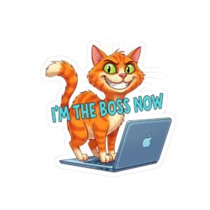 Playful Cat Boss Stickers, Laptop Decor, Cute Cat Art, Office Humor, Gift for Cat Lovers, Fun Sticker Set