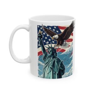 Patriotic Eagle & Statue of Liberty Mug | 11oz & 15oz | Perfect for 4th of July, Memorial Day, Independence Day Gifts, USA Theme